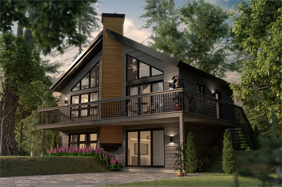3BR, 2BA Lake Style House Plan with Finished Lower Level