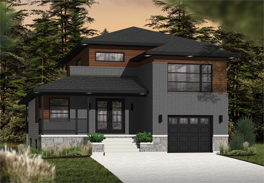 Aldana, a Modern Two-Story House Plan with a Library/Media Room