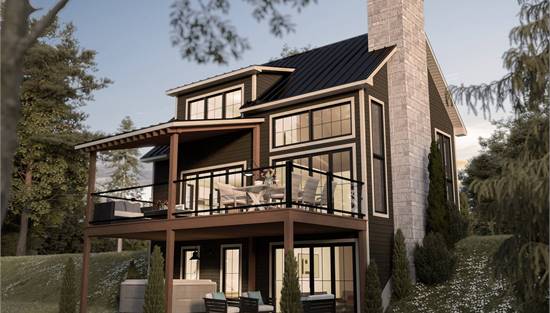 Rear View of Mountain Cottage with Walkout Basement