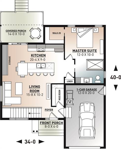 Small house floor plan with extra storage
