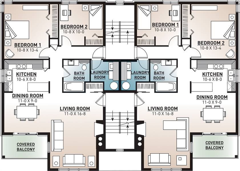 Modern Apartment House Plan, 2 Bedroom Bathroom 1 Story House Plans