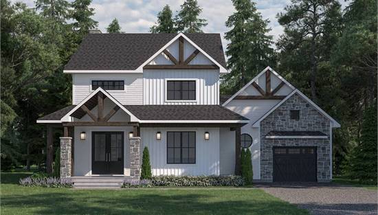 Front View with Symmetry and Craftsman Elements