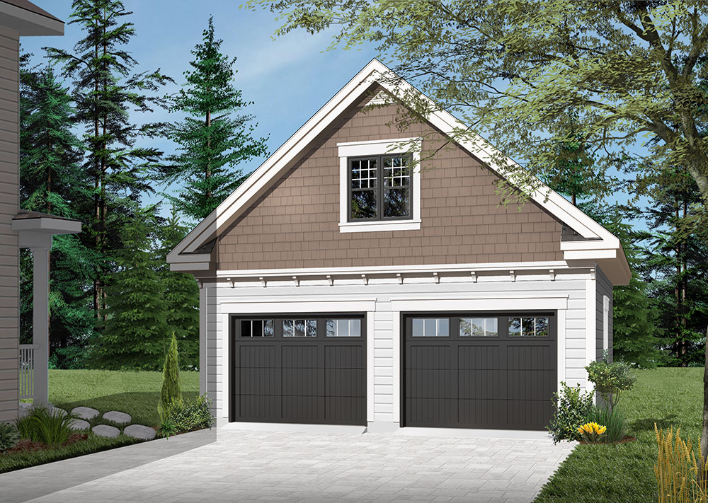 Traditional two car garage with bonus room