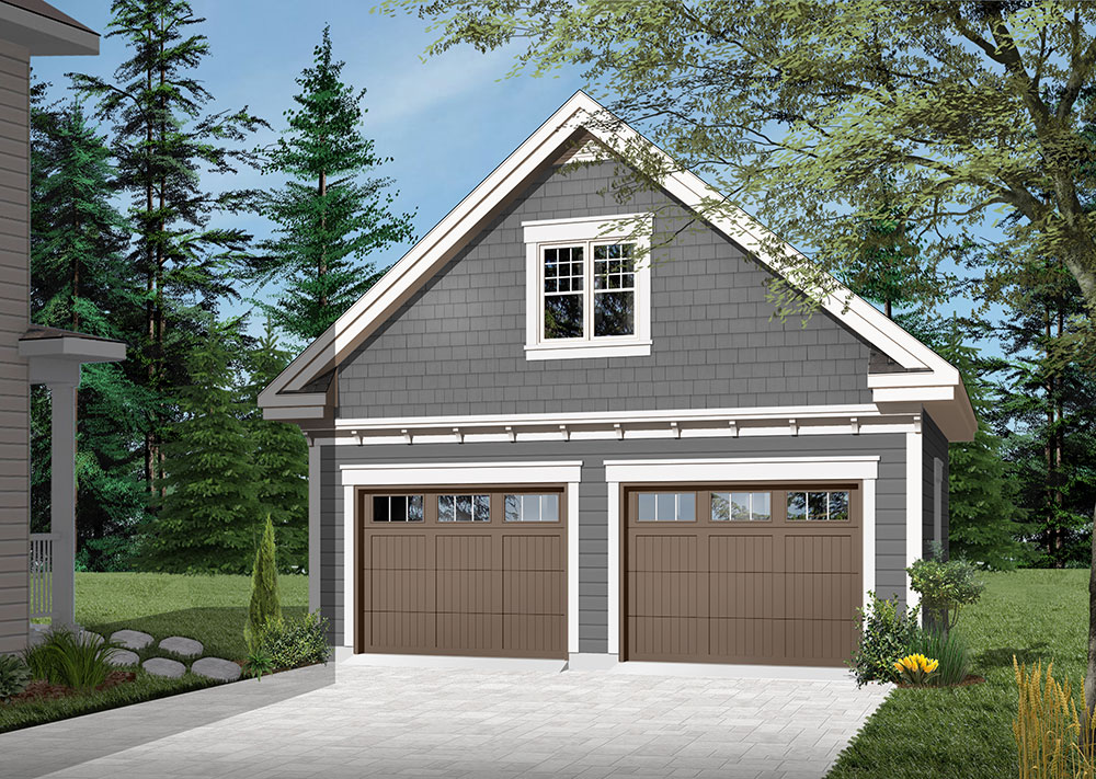 Traditional two car garage with bonus room