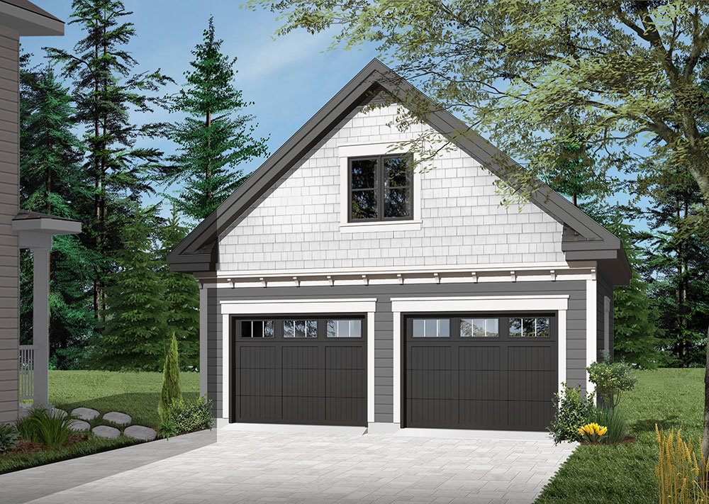 Traditional two car garage with bonus room