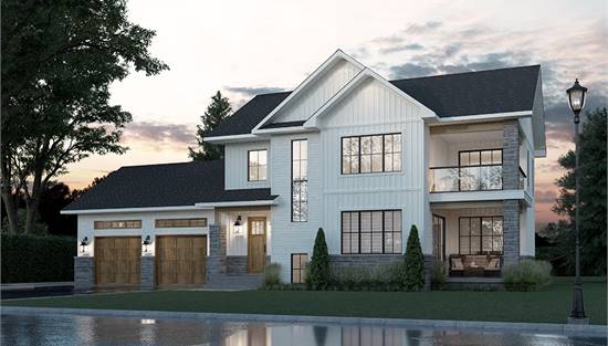 Modern Farmhouse with Stricking Stacked Front Porches