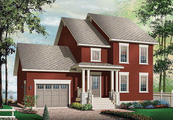 Country European Two Story  Colonial  House  Plan  with Open 