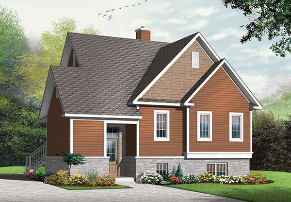 Hearthside, a Small Split-Level Cottage House Plan with a Foyer - 9559