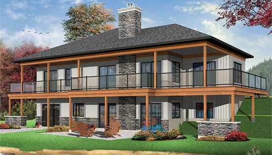 Rear View Showing Massive Wraparound Deck