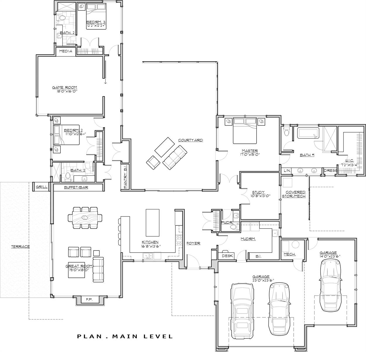 Open Floor Plan Contemporary Style House Plan 8576: Moderna - 8576