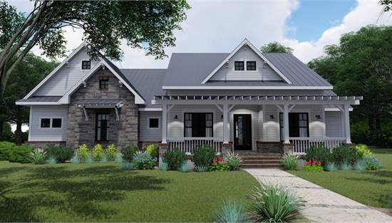 One-Story Country Style Farmhouse