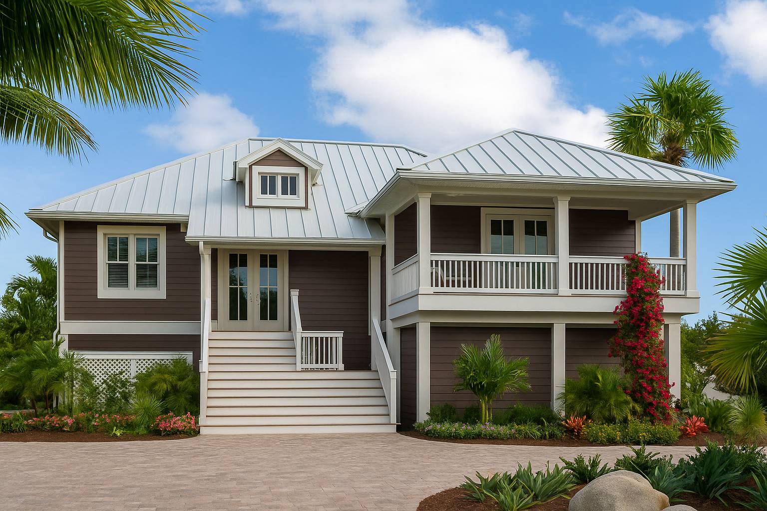 Stilt house plan with decks and charm - 3928, image size:1536x1024