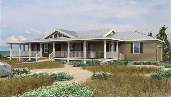 Beautiful Front Rendering with Wraparound Porch