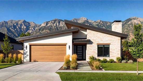 Sleek One Story Modern with Covered Rear Porch