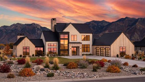 Stunning Modern Farmhouse with Courtyard Garage