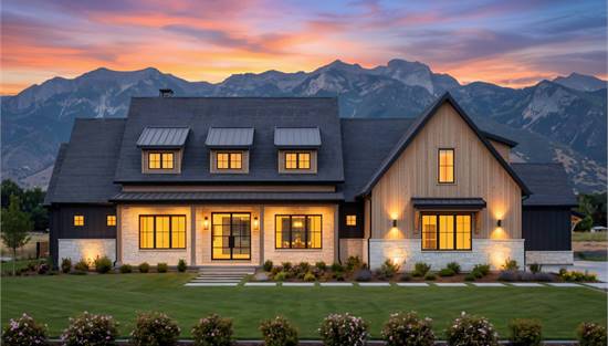 Modern Farmhouse with Dormers and Covered Porch