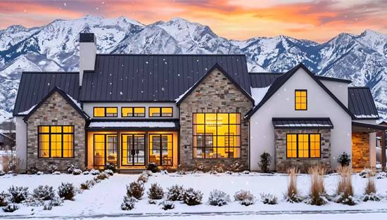 Farmhouse with Mix of Stone and Stucco