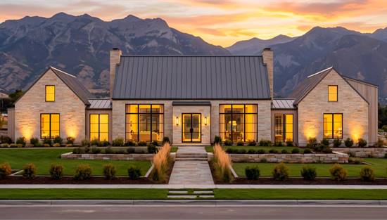 Contemporary Farmhouse with Stone Facade
