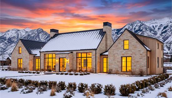 Contemporary Farmhouse with Stone Facade