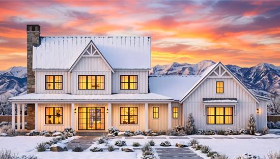 Two Story Farmhouse with Wraparound Porch