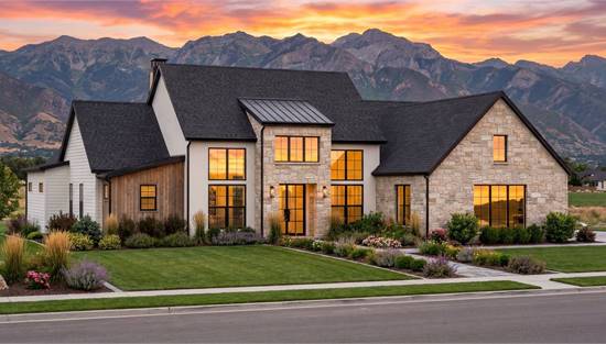 Modern Mountain Home with Beautiful Stonework & Windows
