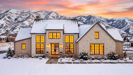 Modern Mountain Home with Beautiful Stonework & Windows