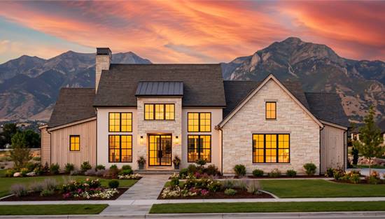 Modern Mountain Home with Beautiful Stonework & Windows