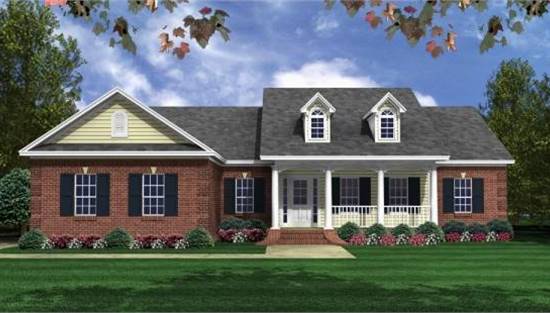 Lovely Front Elevation with Columned Front Porch and Dormers