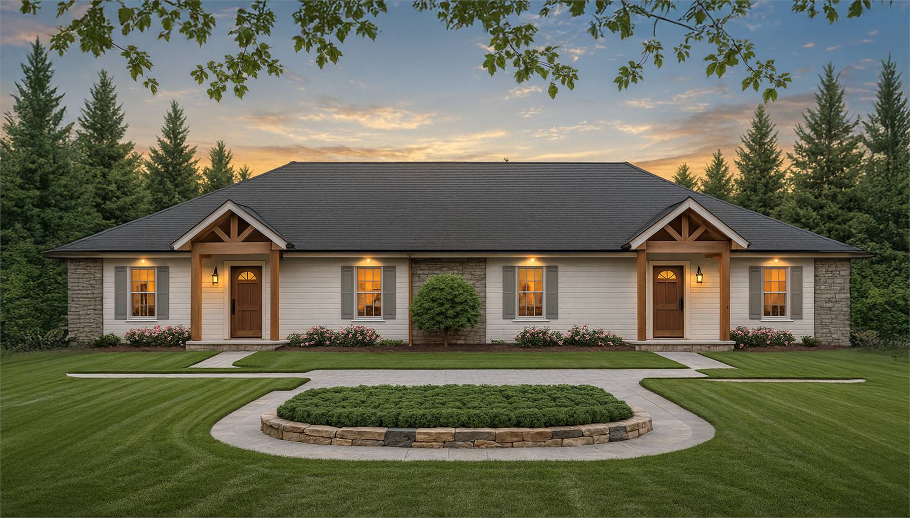 Charming One Story Duplex with Covered Porch