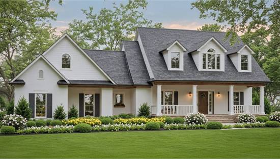 Traditional Farmhouse with Covered Front Porch