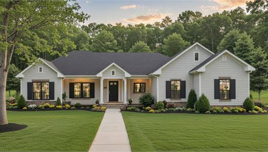 One Story Modern Farmhouse with Covered Entry