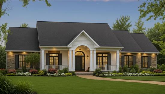 Gorgeous One Story Country Home with Covered Entry