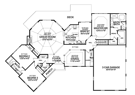 Winston 3 Car 5241 3 Bedrooms And 2 Baths The House Designers