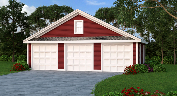 Three Car Garage Plan with Windows