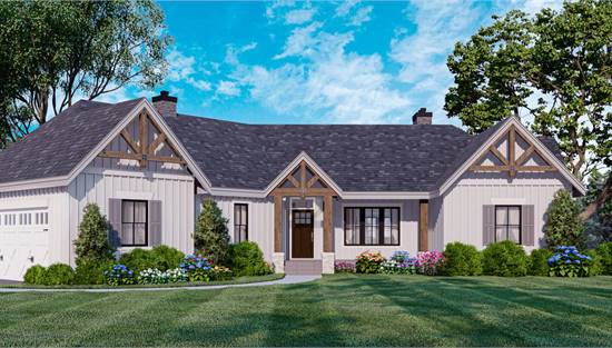 Ranch Style Craftsman Home with Covered Front Entry