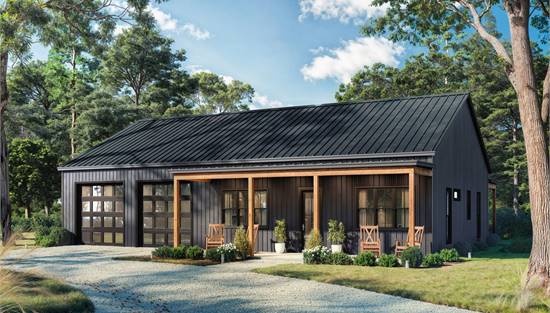 Barndominium with Front Covered Porch