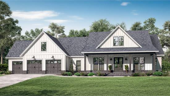 Classic One Story Farmhouse with 3 Car Garage