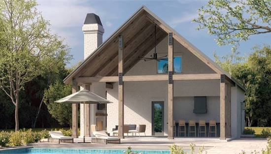 Stylish Pool House with Vaulted Outdoor Living