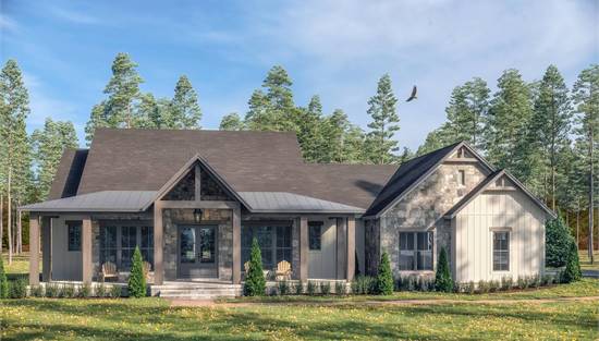Rustic Craftsman Cottage with Large Covered Front Porch