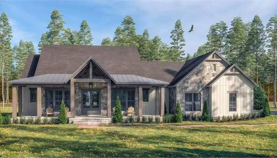 Rustic Craftsman Cottage with Large Covered Front Porch