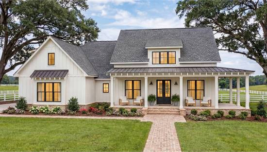 Affordable Farmhouse with Covered Wraparound Front Porch