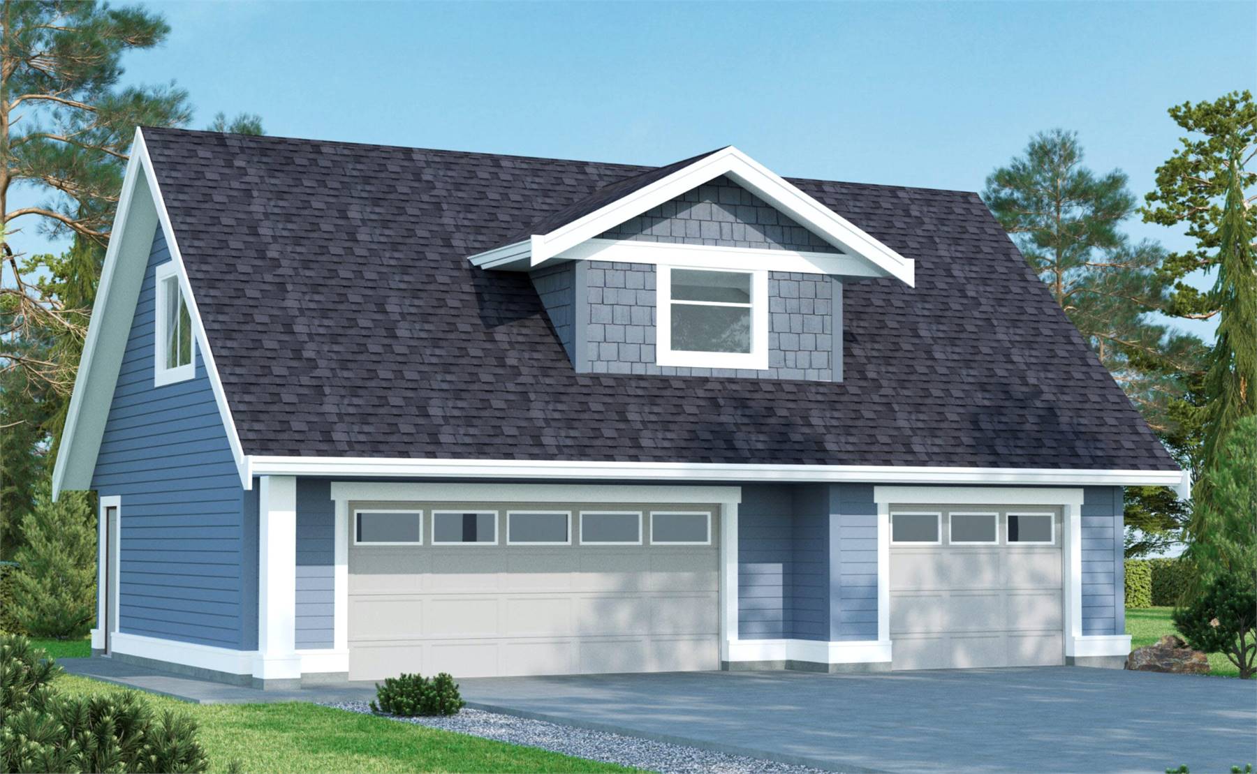 Traditional 3 Car Garage