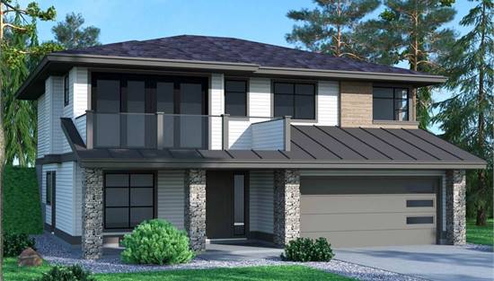 Modern with Upper Floor Balcony