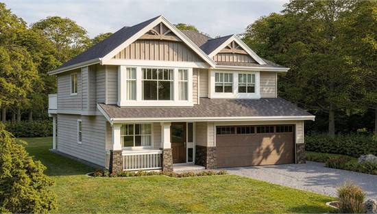 In this attractive three-bedroom home, the living area is on the second floor, with room for a secondary suite on the ground floor, which also includes a den and the laundry room.