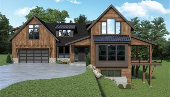 Rustic Craftsman Home with Side Covered Deck