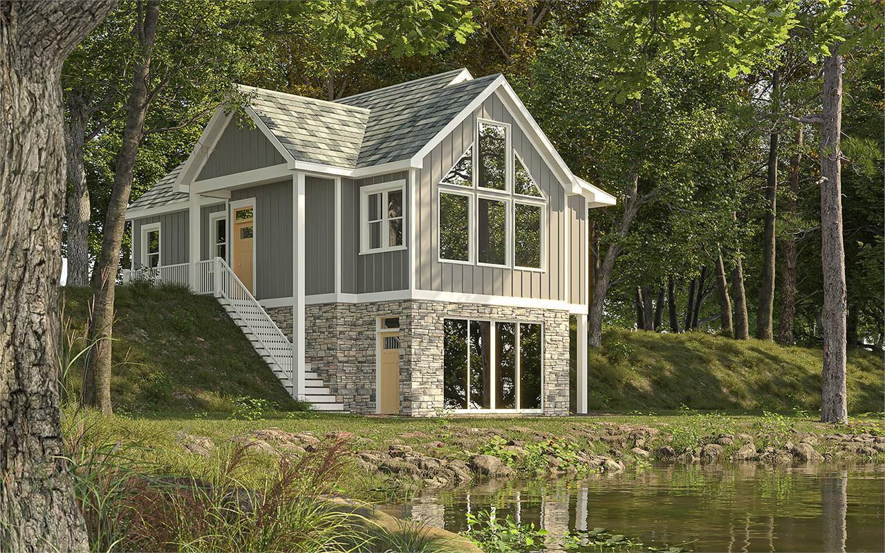 Springside Sloping Lot 2 Car Cottage Style Garage Plan 4767 - 4767, image size:1280x800