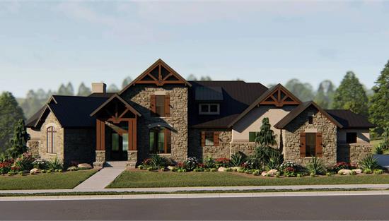 image of large ranch house plan 1950