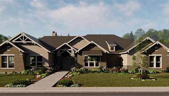 image of large ranch house plan 2207
