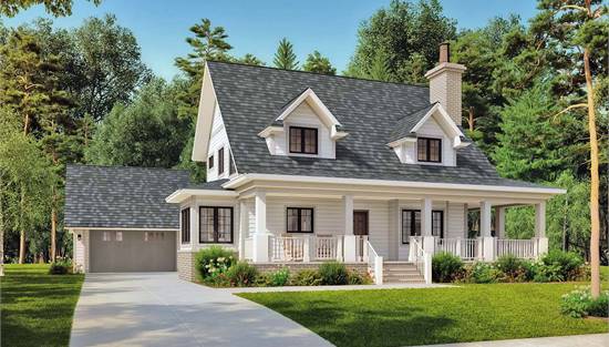 Two Story Country Farmhouse with Wraparound Porch