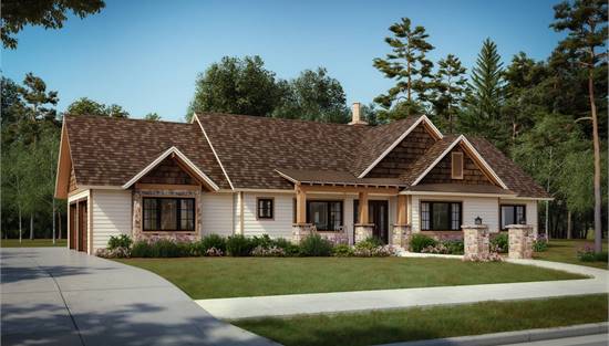 Rustic Mountain Ranch Home with Covered Front Porch